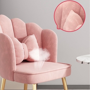 Fauteuil de Maquillage en Flanelle Rose Tendance, Chaise Pétale Simple avec Dossier Clouté pour Coiffeuse, Meuble de Maison Polyvalent - Product Image 2