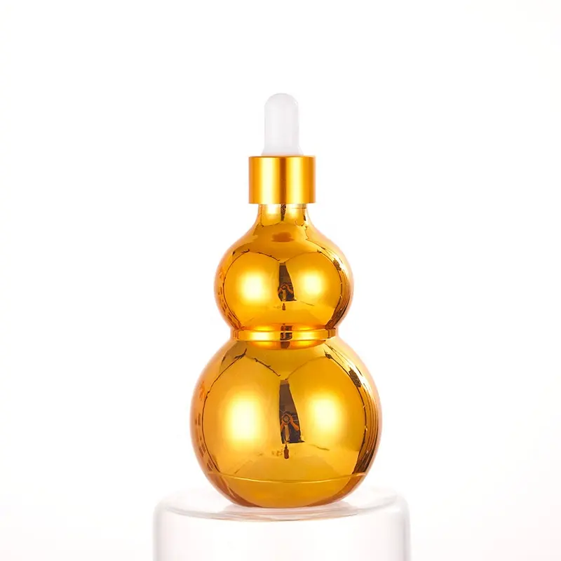 Стеклянная бутылка Fuyun KL430 для эфирного масла, разные виды крышек, Золотая Тыква, с гальваническим покрытием, стеклянная бутылка с пипеткой