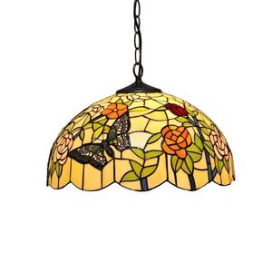 Lámpara Colgante Tiffany de 16'' con Diseño de Mariposa, Fabricada a Mano, con Iluminación LED, Material de Vidrio, para Decoración de Comedor y Dormitorio - Product Image 6