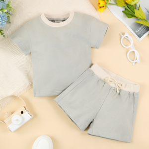 Ensembles de t-shirts à col rond en coton doux et respirant pour bébés garçons 2pcs avec haut et <span class=keywords><strong>short</strong></span> - Product Image 2