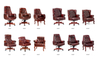 Fauteuil de Direction Classique de Luxe en Cuir, Cadre en Bois Massif Sculpté, Design Antique Sur Mesure pour Projets Hôteliers et Bureaux Haut de Gamme