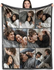 커플을 위한 맞춤형 겨울 플리스 사진 담요, 사진과 텍스트로 개인화, 40x30인치 크리스마스 생일 선물 - Product Image 2