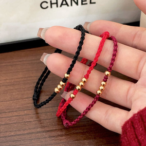 Red <b>Rope</b> <b>Bracelet</b> Women's Black Red Wine Red Color Gold Beads Everyday Wear Jewelry String <b>Bracelet</b> - Product Image 5