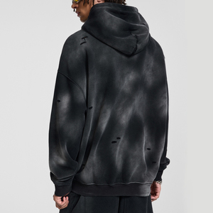 Sudadera con capucha de gran tamaño para hombre desgastada con logotipo personalizado de peso pesado 350 GSM - Product Image 2