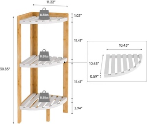 Étagère <span class=keywords><strong>d</strong></span>'<span class=keywords><strong>angle</strong></span> multifonctionnelle <span class=keywords><strong>en</strong></span> <span class=keywords><strong>bambou</strong></span> durable à 3 niveaux, non pliable, moderne, pour le salon, support <span class=keywords><strong>d</strong></span>'exposition, étagère de douche - Product Image 5