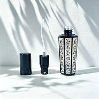 Flacon de parfum rechargeable en verre imprimé de luxe hexagonal de 15 ml, motif or/noir, vaporisateur portable de voyage
