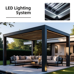 Pérgola Motorizada de Aluminio de Lujo con Persianas Bioclimáticas Ajustables, Gazebo Exterior Impermeable con Luces LED para Patio de Villa - Product Image 5