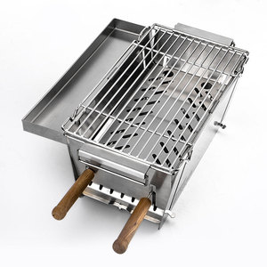 Barbecue pliant en acier inoxydable à hauteur réglable pour le camping, les pique-niques en plein air, design coupe-vent - Product Image 1