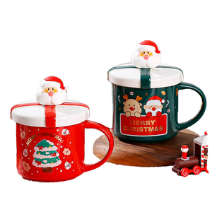 Juego creativo <span class=keywords><strong>de</strong></span> tazas <span class=keywords><strong>de</strong></span> porcelana, diseño minimalista <span class=keywords><strong>de</strong></span> Papá Noel, seguro para el desayuno <span class=keywords><strong>de</strong></span> Feliz Navidad, taza <span class=keywords><strong>de</strong></span> café con <span class=keywords><strong>leche</strong></span>, cuchara - Product Image 1