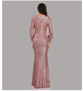 Robe de soirée élégante en sequins sirène, longue jusqu'au sol, noire, pour la mère de la mariée, banquet 2022 - Product Image 3