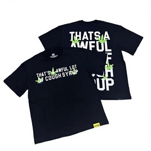 T-shirt décontracté streetwear pour homme de haute qualité, 100% coton, coupe ample, anti-boulochage, imprimé lettres design « THAT'S AWFUL LOT COUGH SYRUP » - Product Image 2