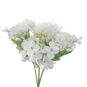 AH-001 sıcak satış ipek pembe beyaz yapay şakayık gül ortanca çiçek buketi ev düğün dekorasyon için