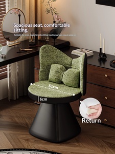 Moderner 360-Grad-Drehstuhl Gepolstertes Leder Metallgestell Schminkstuhl für Schlafzimmer Schminktisch Salon Heimbüro - Product Image 4