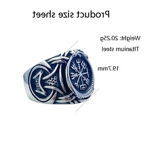 yunnique Viking Rune Snowflake <b>Titanium</b> Steel <b>Ring</b> Men's Fashion Jewelry Gift Geometric Design Cross Pattern Steel Color - Product Image 2