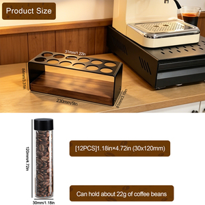 Tubos de Almacenamiento de Granos de <span class=keywords><strong>Café</strong></span> de Dosis Única a Precio de Fábrica, Frascos Dosificadores de Vidrio Borosilicato, Contenedor Sellado con Base de Madera de Pino - Product Image 3