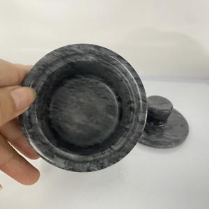 100% Sal de mármol natural con tapa de madera en blanco, negro, preservación de frescura para cocina, sal, especias, contenedor de almacenamiento - Product Image 3