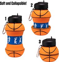 Bouteilles d'eau de basketball, tasses pliables, en silicone, qualité alimentaire FDA/LFGB, écologiques, faciles à nettoyer, pour sport, fêtes, joueurs et amateurs