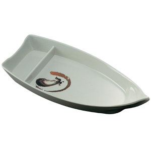 Assiette de service incassable durable Snack Sushi Sashimi Ventes heureuses <span class=keywords><strong>Bateau</strong></span> en plastique mélamine rouge et noir écologique - Product Image 6