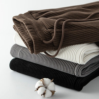 Pantalon de jogging en velours côtelé gris rétro japonais à jambe large et droite, drapé lourd, brun foncé, pour homme
