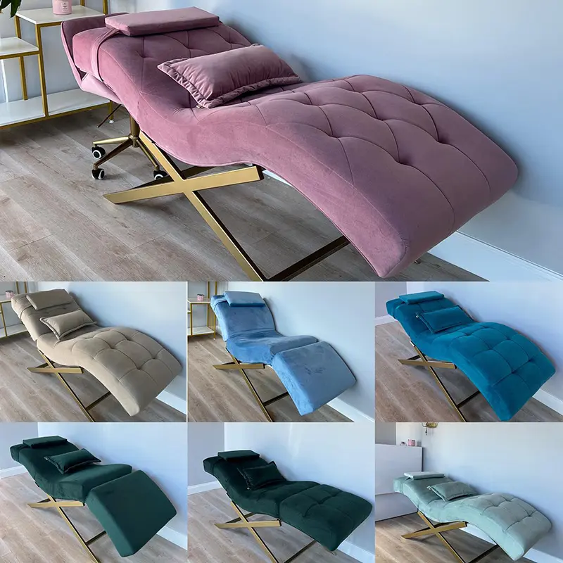Comfortable solid metal base ergonomically designed massage table for bedroom salon lash bed