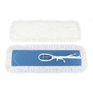 Tête de balai <span class=keywords><strong>plat</strong></span> industrielle personnalisée, avec franges en fil de coton robuste et manche en acier inoxydable pour usines, entrepôts et ateliers - Product Image 2