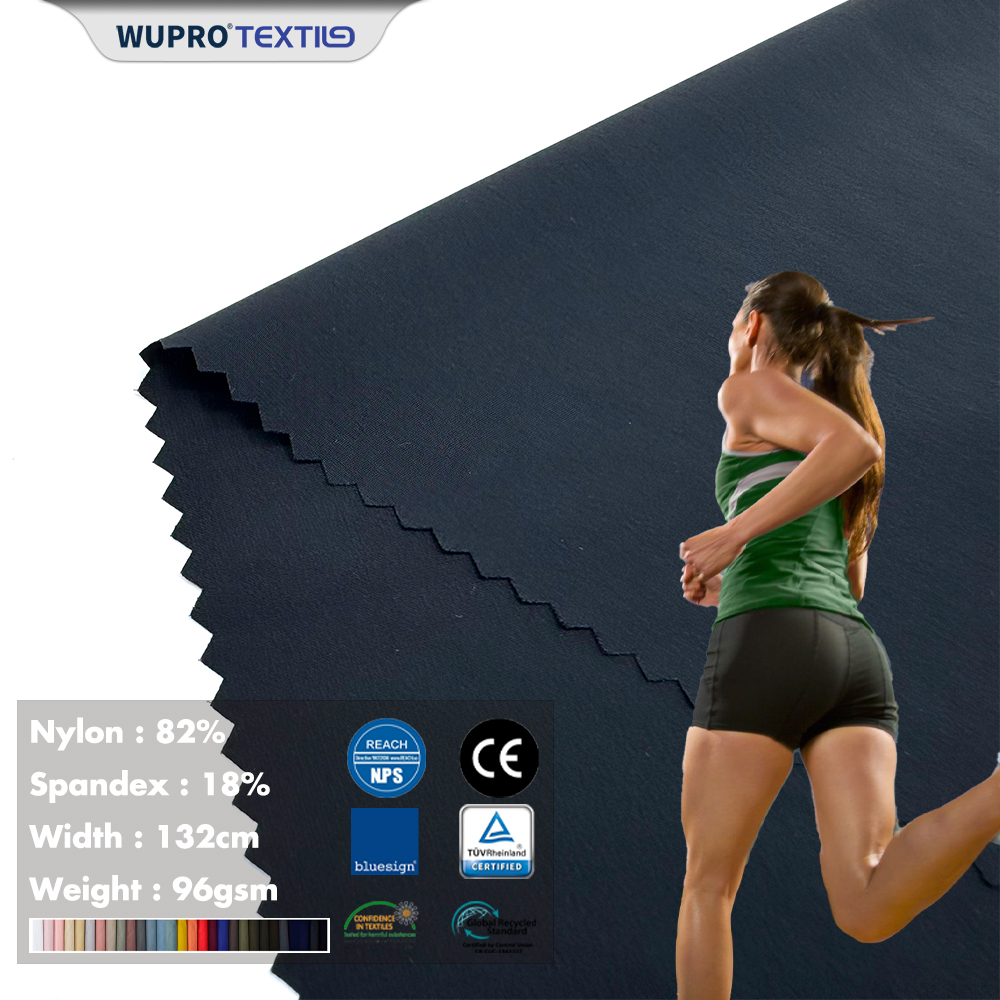 In Stock Wupro Textile 82% Nylon 18% Spandex Fabrics Cooling Touch Breathable 4 Way Stretch Running Quick Dry Sportswear Fabric