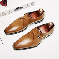 Dropshipping Chaussures habillées pour hommes de style britannique de luxe, chaussures Oxford en cuir, chaussures à boucle Monk pour hommes, grande taille, chaussures de bureau