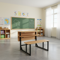 Pupitre Double en Bois pour Salle de Classe ZOIFUN avec Banc