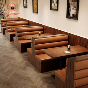 Juego de Muebles de <span class=keywords><strong>Restaurante</strong></span> Comercial Moderno, Base de Madera, Banqueta, Sofá de Cuero, Mesa de Madera para Cafetería, Bistro, Hotel - Product Image 3