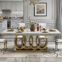 Table à manger en marbre italien de luxe, 8 places, chaises en cuir, design moderne, ensemble de meubles de salle à manger blanc, grand panneau rectangulaire