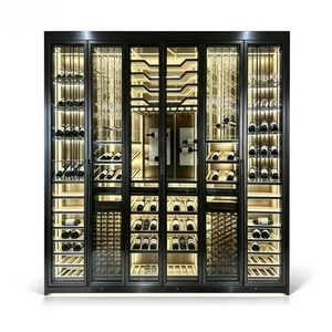 Luxury Custom Stainless Steel Wine <b>Cabinet</b> Constant Temperature Led Light Glass Door Display Rack Home Furniture Hotel Villa - Product Image 1