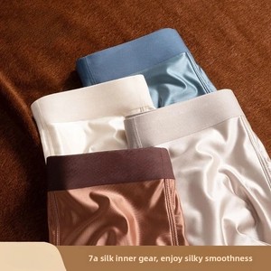 Boxer da Uomo in Seta Satinata Lavorata a Maglia, Morbidi e Delicati sulla Pelle, a Vita Media, Stile Lusso Leggero per Ufficio, ODM - Product Image 2