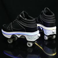 Chaussures de roller professionnelles rétractables à quatre roues, baskets déformables avec 4 roues en PU, pour le patinage sportif en extérieur