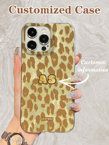 <span class=keywords><strong>Coque</strong></span> de téléphone <span class=keywords><strong>personnalisée</strong></span> imprimé léopard avec <span class=keywords><strong>initiales</strong></span>, 1 pièce, personnalisation feuille d'argent, peinture UV, support TPU - Product Image 3