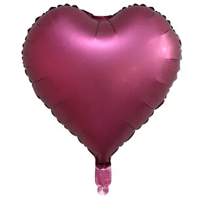 Balões de hélio metálicos em forma de coração liso para decoração de festas de aniversário, atacado de 18 polegadas
