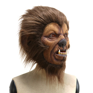 Máscara de látex de <span class=keywords><strong>mono</strong></span> orangután Pongo con colmillos y piel sintética, máscara de animal de cabeza completa para Halloween, broma, cosplay, fiesta - Product Image 5