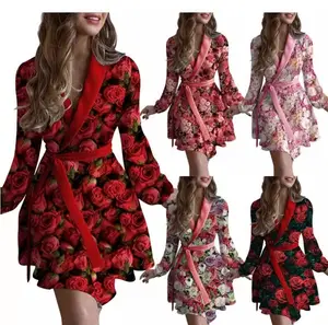 Summer Women's Casual Chiffon Flower Bohemian Fashion Printed Flower Sleeveless Women's Maxi Dress Factory Wholesale
