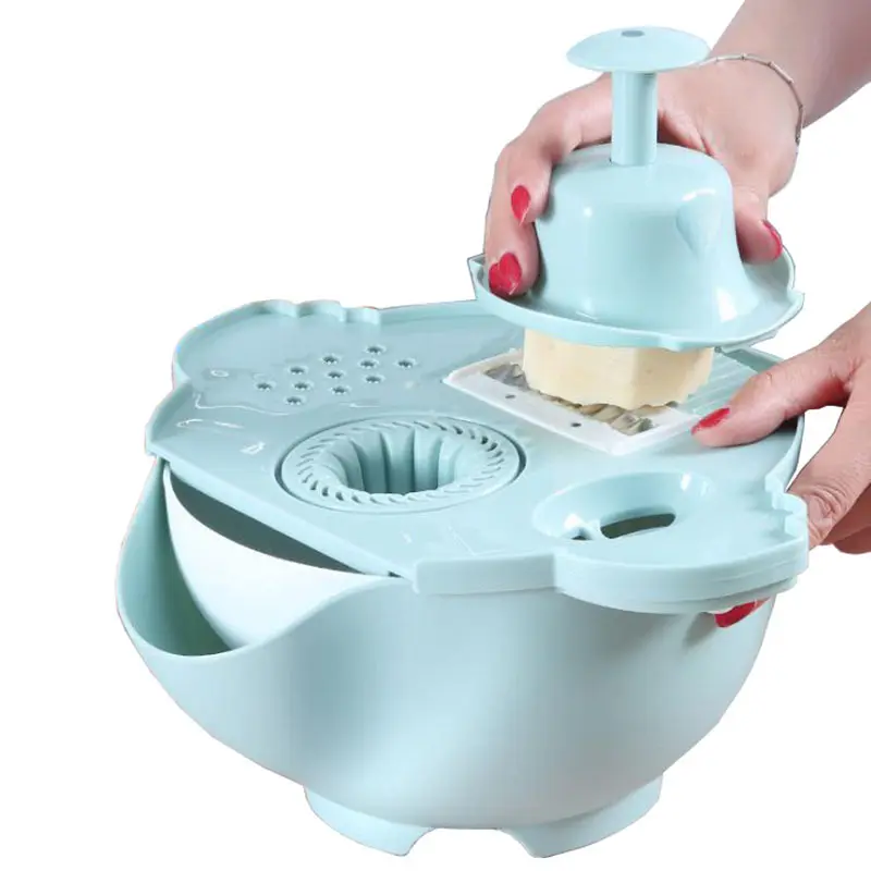 7 In 1 Multifunctional Manual Vegetable Chopper Cutter Slicer With Draining Basket Strainer