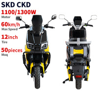 Scooter électrique de haute qualité CKD SKD 12 pouces 1100/1300W 60 km/h, fabricant de motos électriques pour adultes