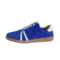 Baskets en daim pas chères en gros, personnalisables, respirantes, antidérapantes, avec doublure en cuir véritable, décontractées, bleues pour hommes