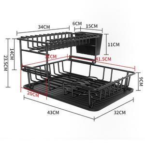 <span class=keywords><strong>Escurridor</strong></span> <span class=keywords><strong>de</strong></span> <span class=keywords><strong>Platos</strong></span> y Bandeja <span class=keywords><strong>de</strong></span> Drenaje, Estantes Grandes para Encimera <span class=keywords><strong>de</strong></span> Cocina, <span class=keywords><strong>Escurridor</strong></span> <span class=keywords><strong>de</strong></span> <span class=keywords><strong>Platos</strong></span> <span class=keywords><strong>de</strong></span> <span class=keywords><strong>2</strong></span> <span class=keywords><strong>Niveles</strong></span>, <span class=keywords><strong>Escurridor</strong></span> <span class=keywords><strong>de</strong></span> <span class=keywords><strong>Platos</strong></span> Negro con Utensilios - Product Image 2
