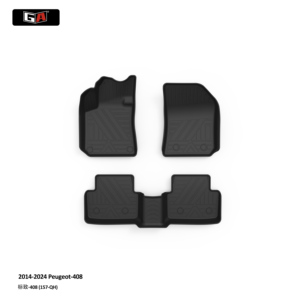 Tappetini adatti per Peugeot 107 Tipo PM, PN (Costruzione 2005-2014), Hit nero | 4 pz. | Bordo bordeaux | 2x serratura a scatto