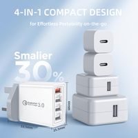 Meilleur adaptateur de voyage 33W 4USB PD QC3.0 Chargeur rapide avec technologie GaN Certifié KC Chargeur rapide de bureau