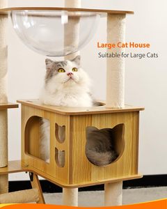 Arbre à chat en sisal et velours, classique, moderne, luxueux et écologique, avec enclos pour litière et emballage en carton, vente en gros - Product Image 5