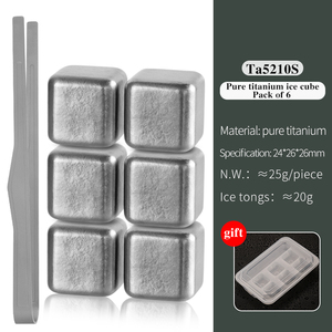 Set di pietre di whisky in titanio riutilizzabili cubetti di ghiaccio in metallo Non fondenti rinfrescabili agghiaccianti rocce per whisky e altre bevande - Product Image 3