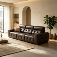 Ensemble de canapés inclinables électriques en cuir de haute qualité, design moderne, avec fonction extensible, structure en bois massif, télécommande, conception modulaire