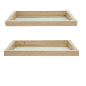 Wooden <b>Wall</b> <b>Mounted</b> <b>Shelf</b> With Transparent Base Rectangle Single Layer Durable Storage Rack For Living Room Bathroom - Product Image 1