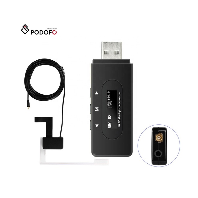 Podofo DAB+ Digital Radio Receiver FM to DAB Box USB Adapter Antenna Module for Universal Car Radio Stereo Autoradio