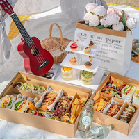 Vente en gros de boîte à rabat en papier carton pour pique-nique boîte à emporter pour chocolat de fête boîte d'emballage alimentaire pour brunch de pâturage