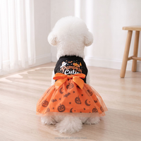Déguisement d'Halloween pour chien : Tenue amusante à motif crâne et citrouille pour animaux de compagnie avec chapeau décoratif